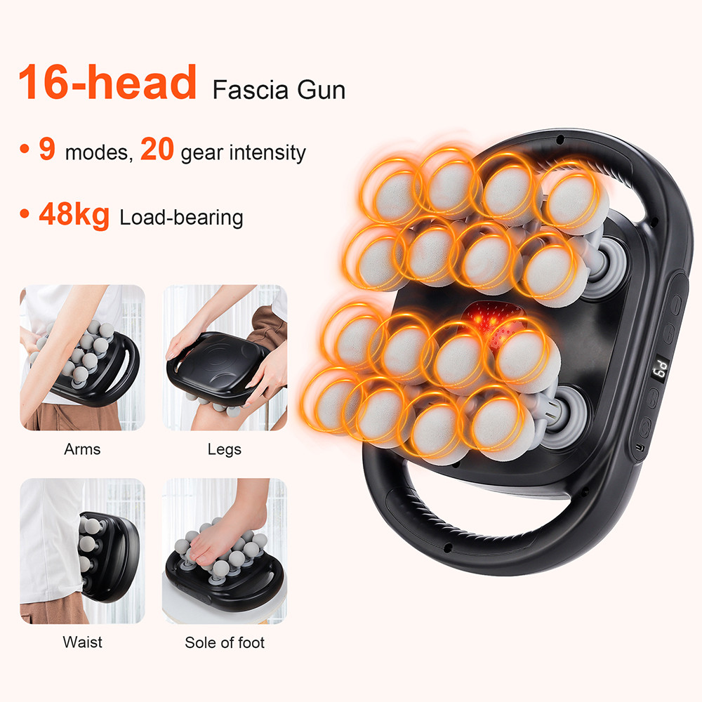 16 Head Fascia Gun Muscle Massage Gun High Frequency Neck Shoulder Waist Massage Machine Professiona