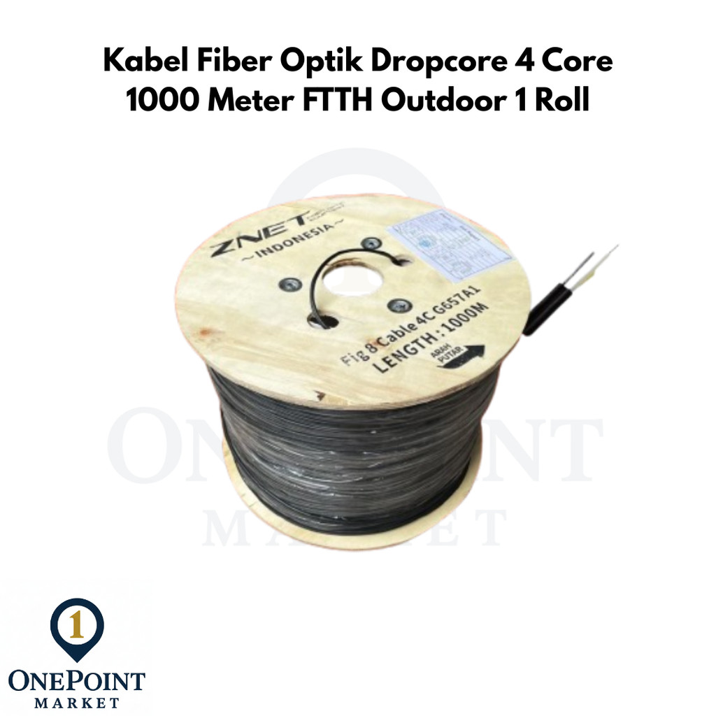 Kabel Fiber Optik Dropcore 4 Core 1000 Meter FTTH Outdoor 1 Roll