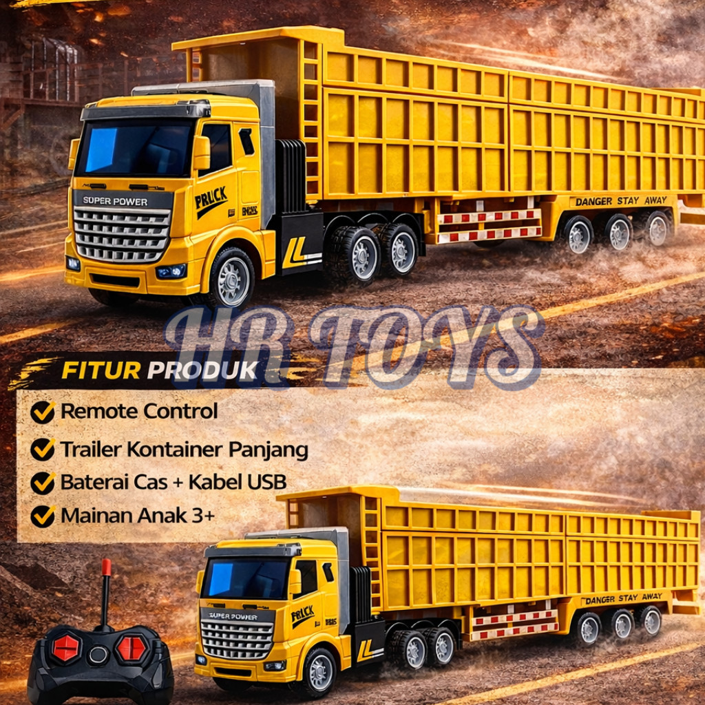 (Bunnie28 store) Mobil RC Truck Kontainer Remote Control Truk Trailer Panjang Mobil Remot Anak Maina