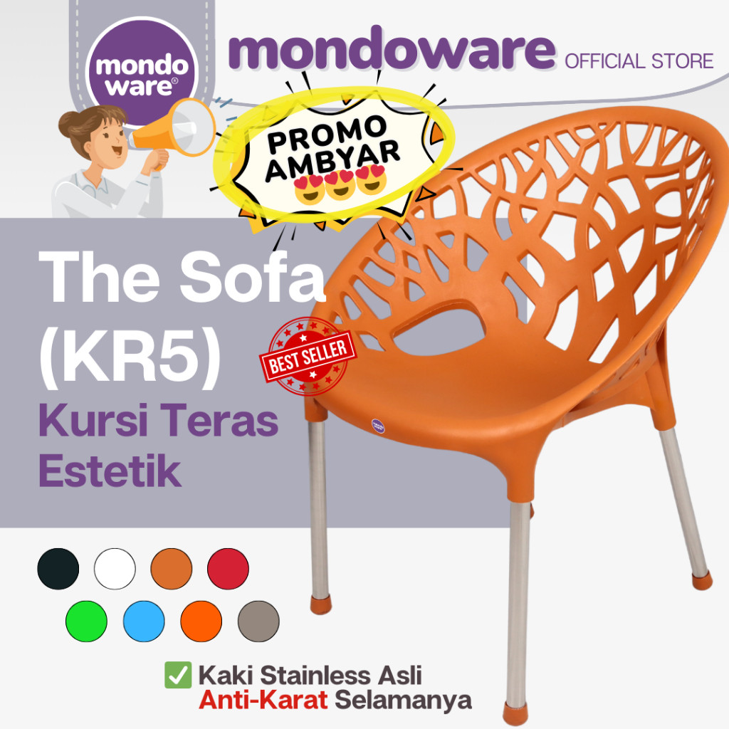 MONDOWARE | Kursi Balkon Estetik/Kursi Santai Unik Cantik/Kursi Rumah Premium/Kursi Ruang Tamu/Kursi