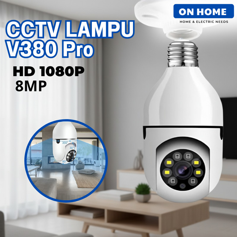 CCTV V380 Pro Tanpa Kabel 8MP CCTV Lampu Bohlam Indoor Wifi 360 PTZ