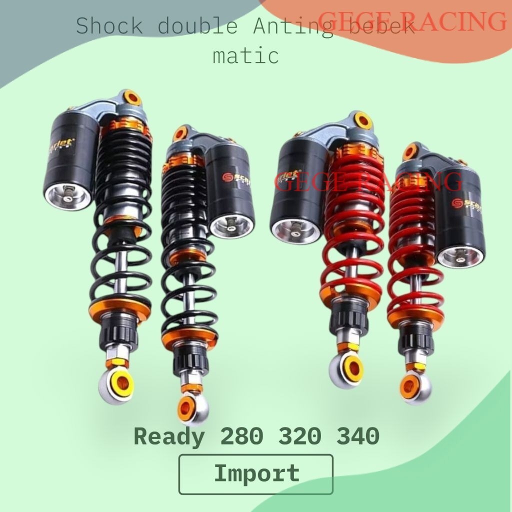 Shockbreaker SHOCK SCARLET RACING 8923 TYPE GT-SERIES DOUBLE TABUNG ATAS 280MM 340MM 360MM KHUSUS MO