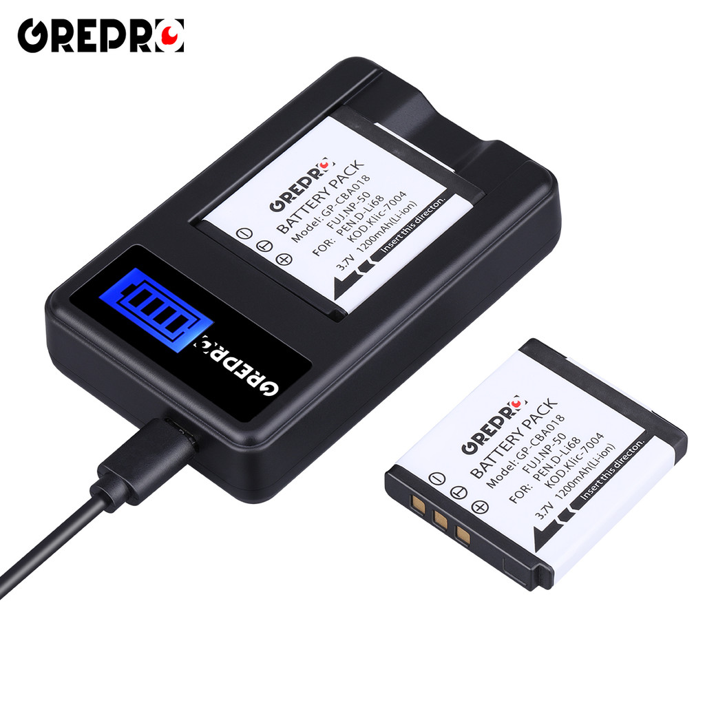 NP50 DLi68 KLIC7004 Battery with Charger for Fujifilm NP50 X10 F50 fd, for Pentax Optio S10 Q7 D Li6