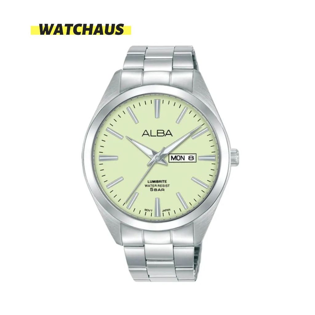 JAM TANGAN PRIA ALBA AJ6211 AJ6211X1 ANALOG LUMBRITE DIAL SILVER STAINLESS STRAP