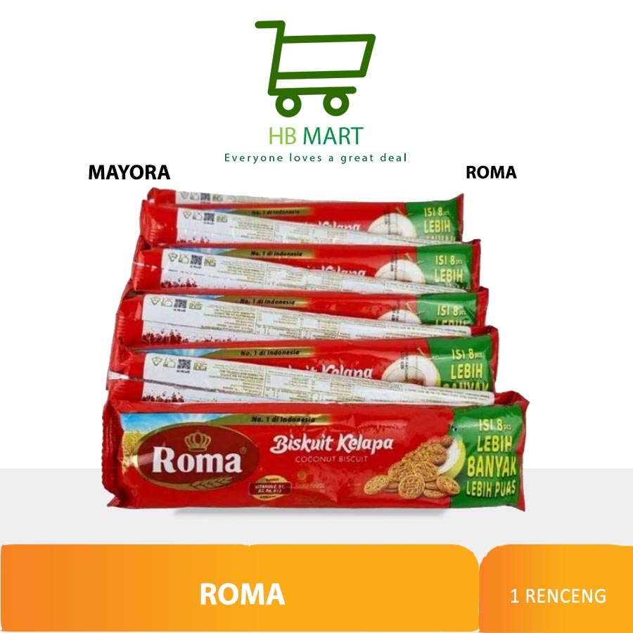 Biskuit Roma Kelapa Renceng / Sachet kemasan BOX - 1 RENCENG 10 PCS