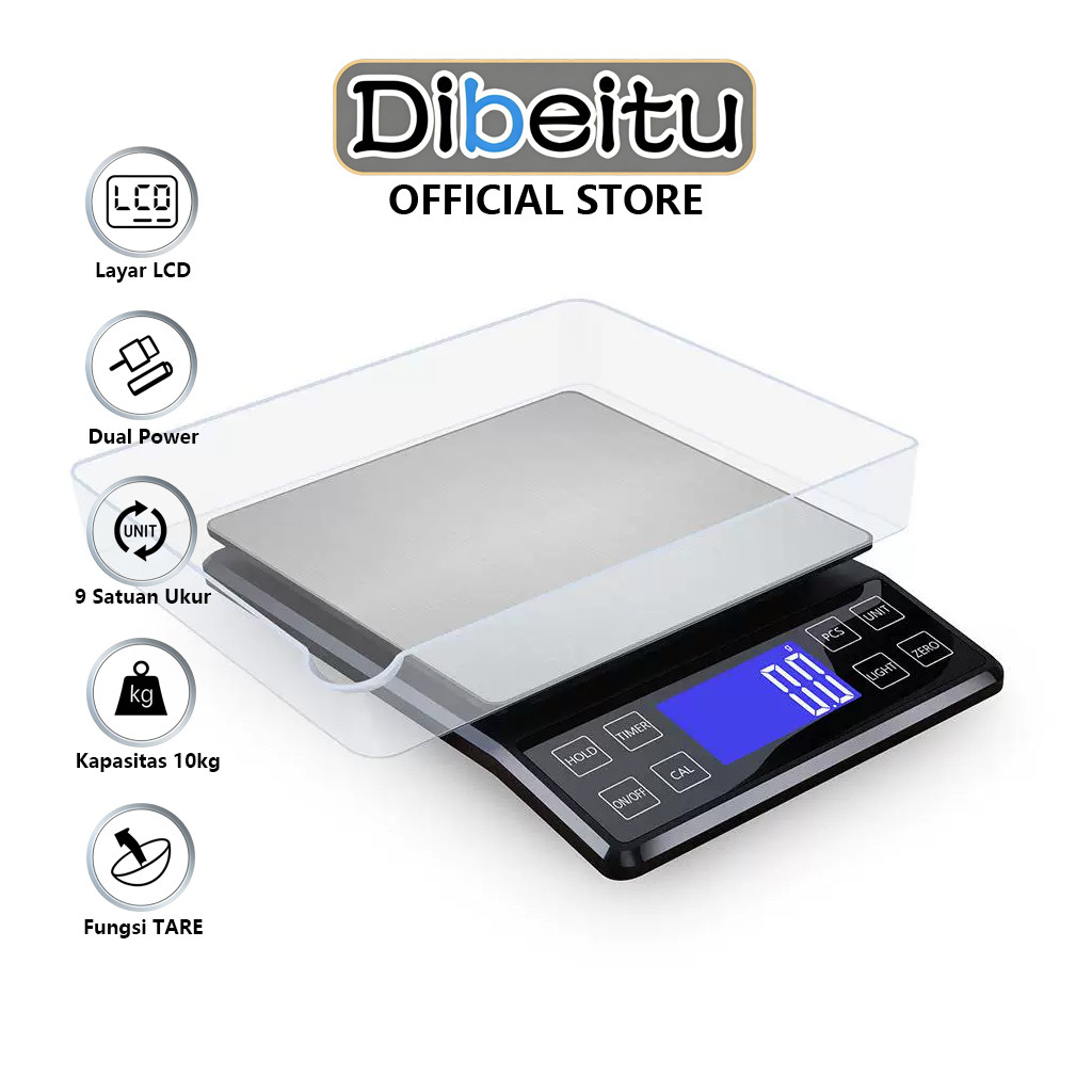 Timbangan Digital Kue 10kg /1gr Tahan Air kitchen Scale USB Rechargeable Timbangan Elektronik