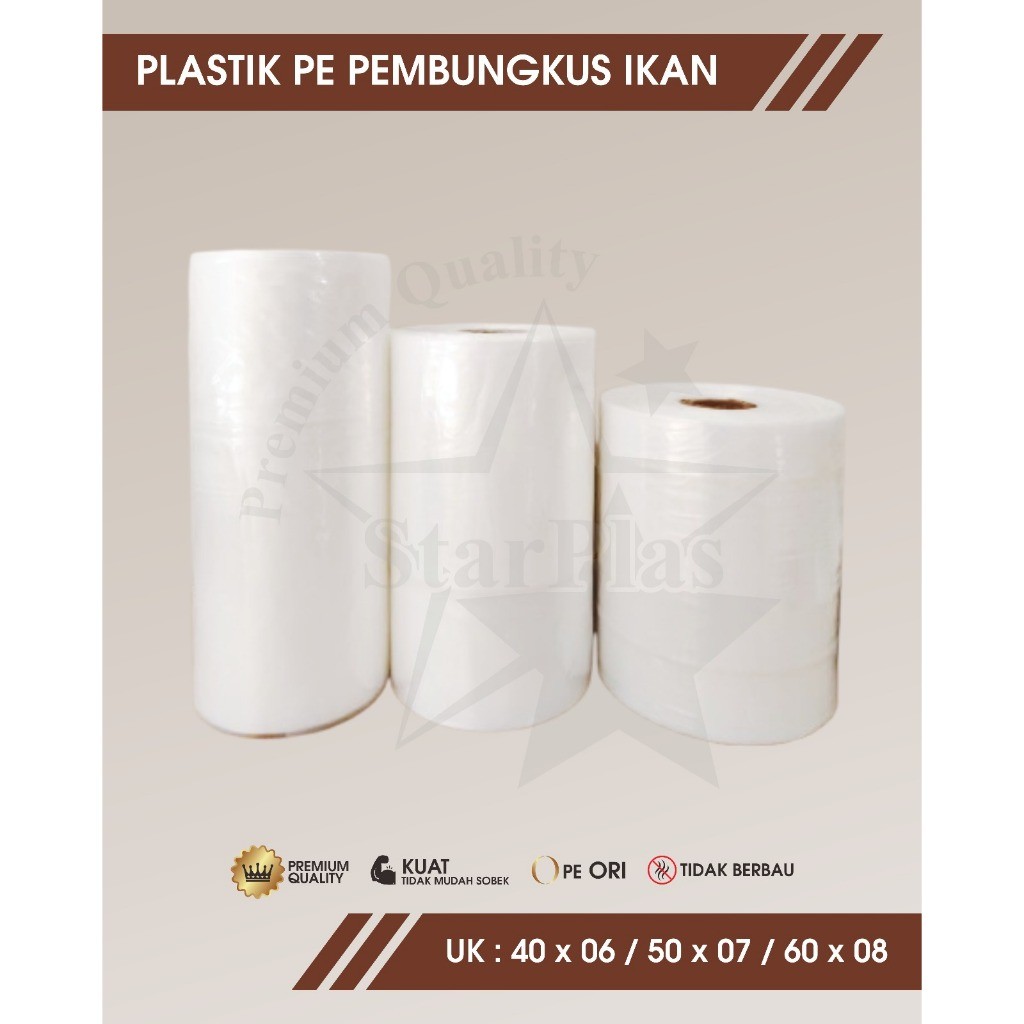 Plastik PE Tebal Roll Meteran Packing ikan - Plastik PE Tebal Pembungkus ikan - Plastik Packing ikan