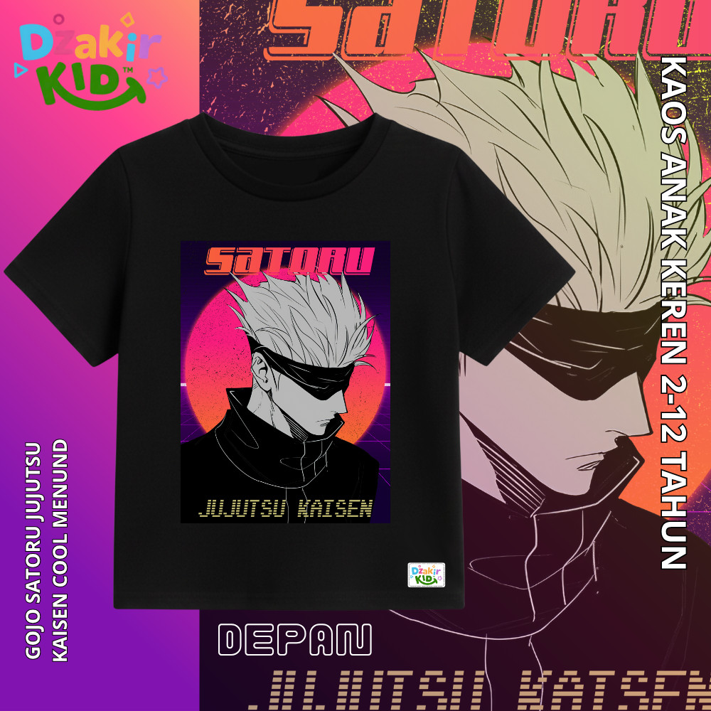 DZAKIR KIDS Kaos ORIGINAL Anak Anime Viral Premium Gojo Satoru JUJUTSU KAISEN Cool MENUND Aesthetic 