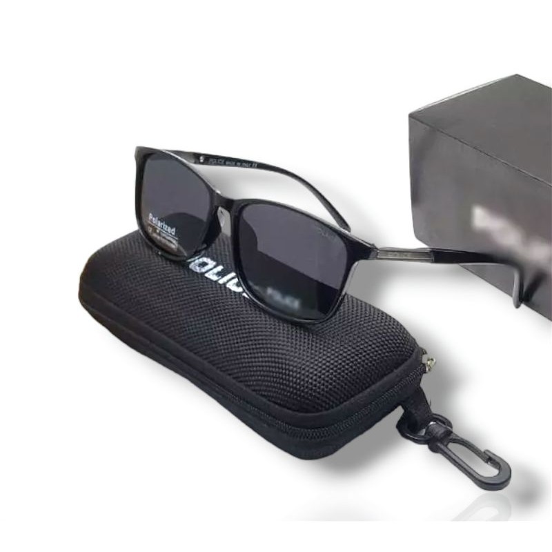 Kacamata Polarized Lensa Anti Radiasi Frame Police / Kaca Mata Hitam Pria dan Wanita fullset