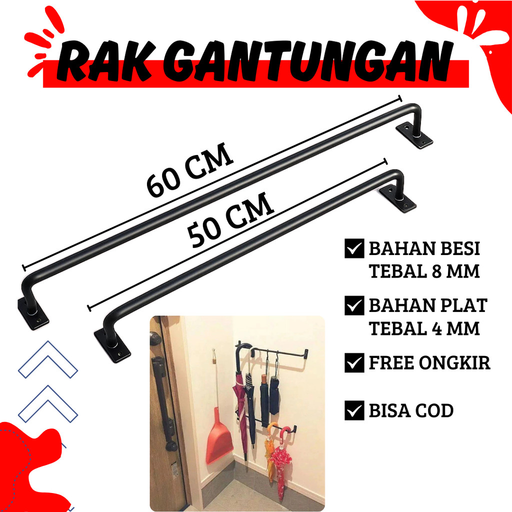 Gantungan Baju Dinding ,Gantungan Baju Besi Tembok, Dinding / Gawang Baju Tembok