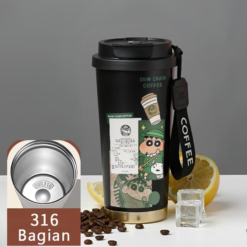 Tumbler Coffee Mug Label Kopi Tom Loopy Crayon Shinchan Bubbles Sakura Snoopy Botol Minum Aesthetic 