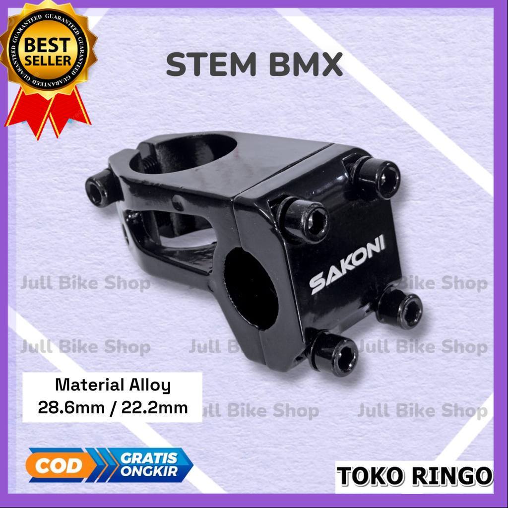 Stem BMX sakoni oversize 28.6mm stang 22.2mm aluminium alloy hitam head tiang penjepit stir fork gar