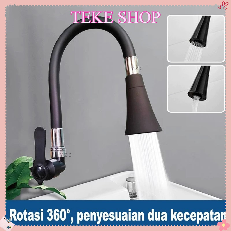 Kran Angsa Kran Wastafel Cuci Piring Hitam Kran Cuci Piring Dinding Anti Karat