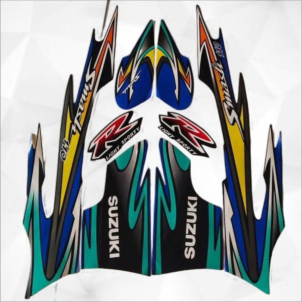 striping suzuki smash 110 r 2004 2005 hitam biru body standar berkualitas terbaik