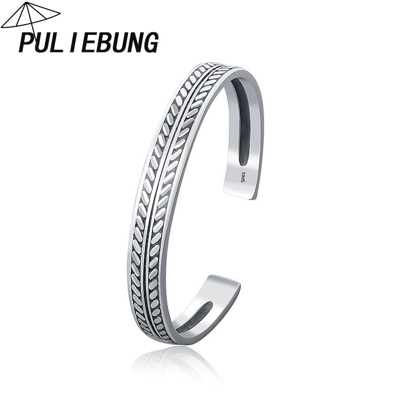 Gelang Daun Terbuka Lebar 8mm Sederhana Vintage