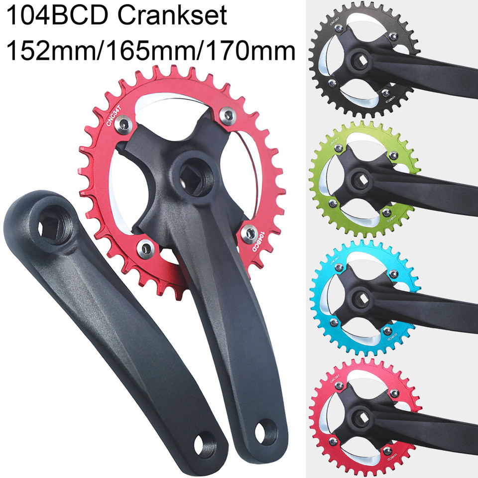 Bicycle Square Hole Sprocket 104BCD 152mm/165mm/170mm Crank Arms 32/34/36/38/40/42T Narrow Wide Chai