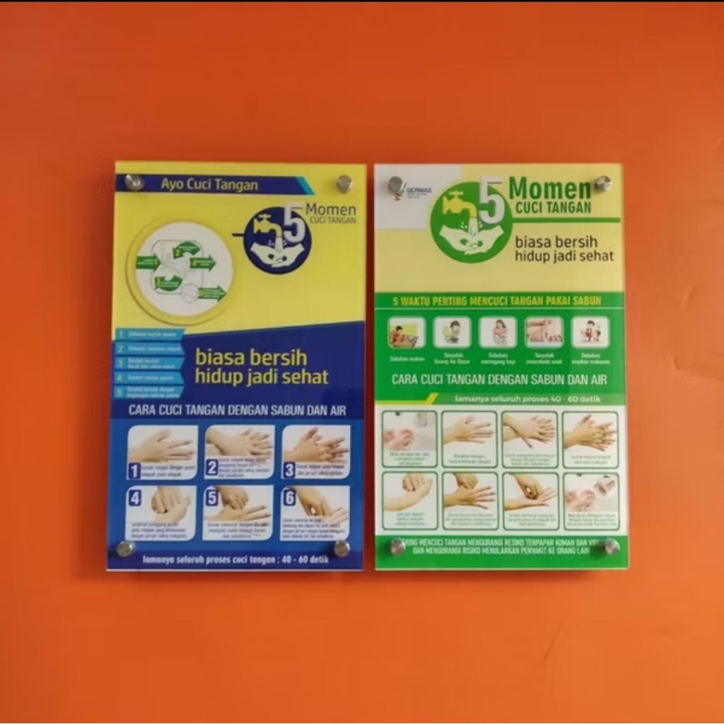 Akrilik 5 Momen Cuci Tangan - Akrilik Momen Cuci Tangan Nakes - Akrilik  Momen Cuci Tangan Umum