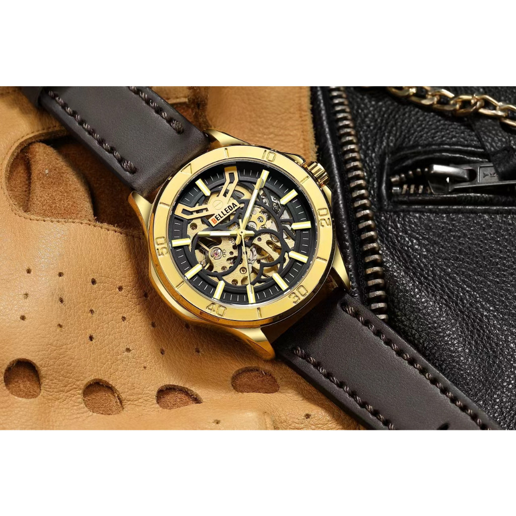 BELLEDA 9482 KULIT Jam Tangan Pria Kulit Anti Air Original Terbaru Casual Tahan Air Strap Leather Ja