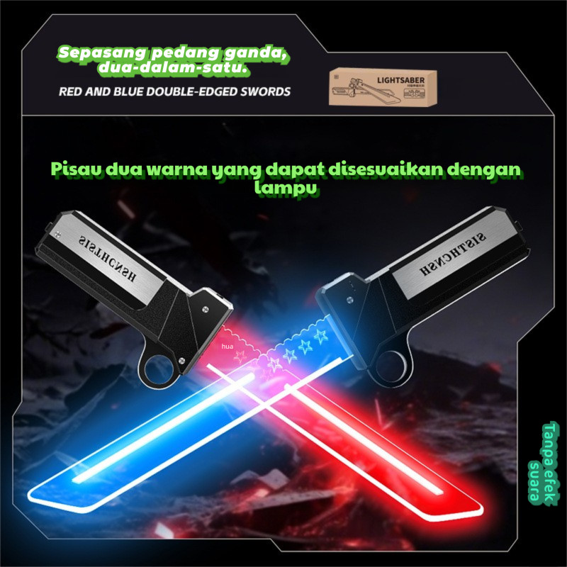 MUT Pedang Keren Bercahaya Dua Bilah untuk Anak/Pedang Retractable Dua Bilah/Hadiah Anak/Mainan