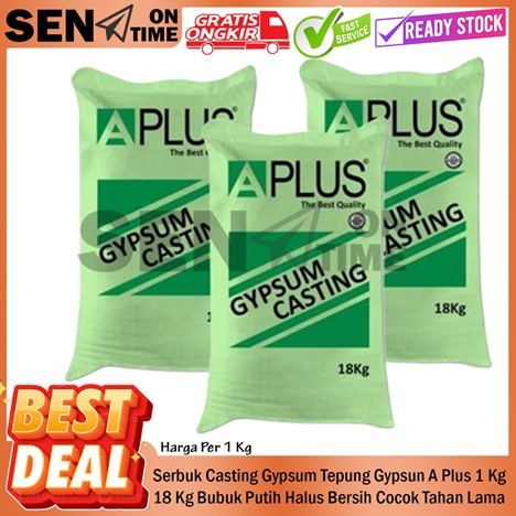 Serbuk Casting Gypsum Tepung Gypsun A Plus Ecer 1 Kg Bubuk Putih Halus Ringan Cocok Cetakan Patung O