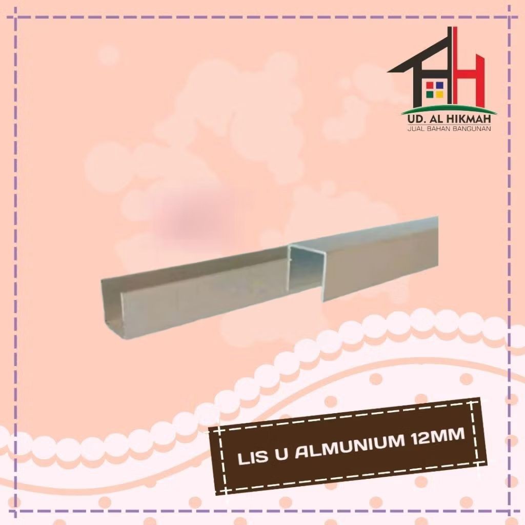 Panjang 6 meter List Aluminium / Lis Almunium U 1.2 Cm 12mm
