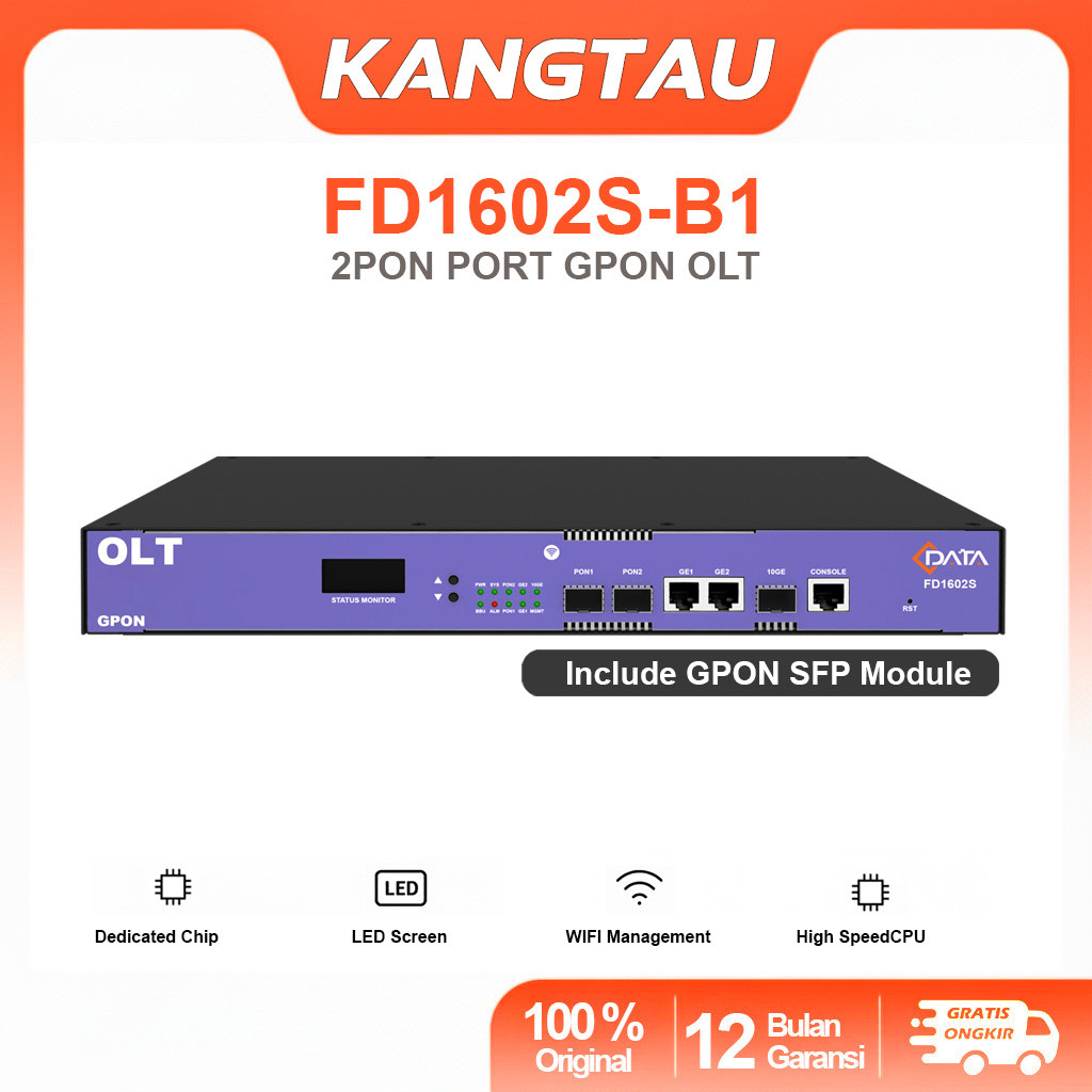 C-DATA FD1602S-B1 GPON OLT 2 PON Port 2GE 1SFP+ CATA FD1602S 2Port GPON