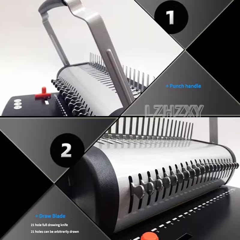 Coil Spiral Binng Machine Manual Book Maker 21Holes Binng 380 Sheets Punch Binder with Adjustable Co