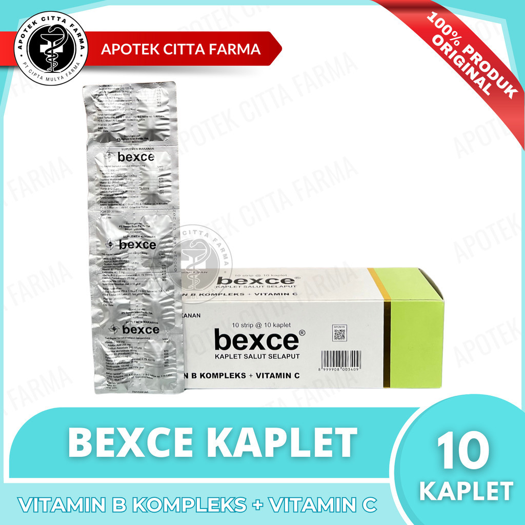 Bexce Kaplet Per 1 Strip @ 10 Kaplet - Vitamin B Komplek / C / Kalsium / Nicotinamide / Multivitamin