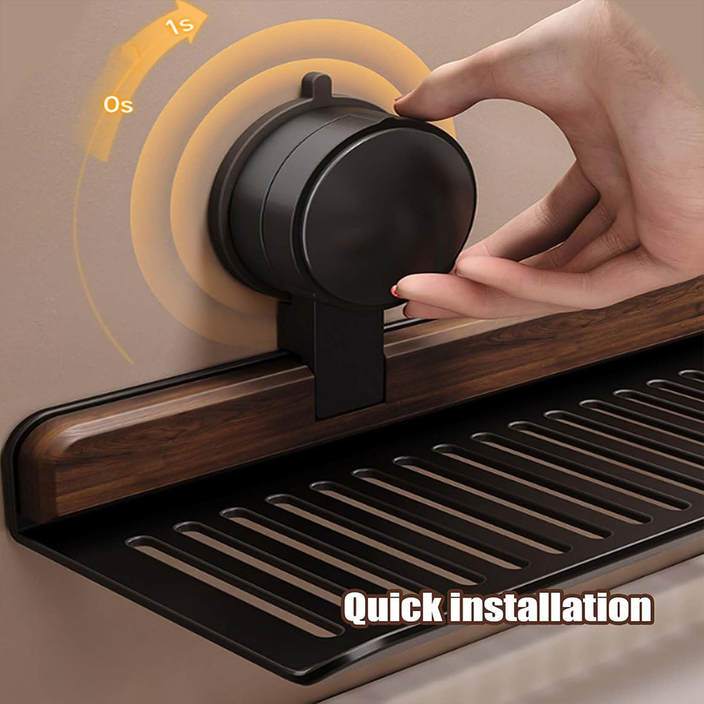 Walnut Suction Cup Bathroom Shelf Heavy Duty Storage Rack Over Faucet Sink Rack Bathroom Accessories