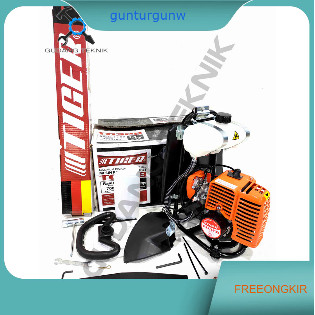 Mesin Potong Rumput 2T TG328 TIGER / Mesin Pemotong Rumput Gendong TG 328 Brush Cutter TG-328 TIGER