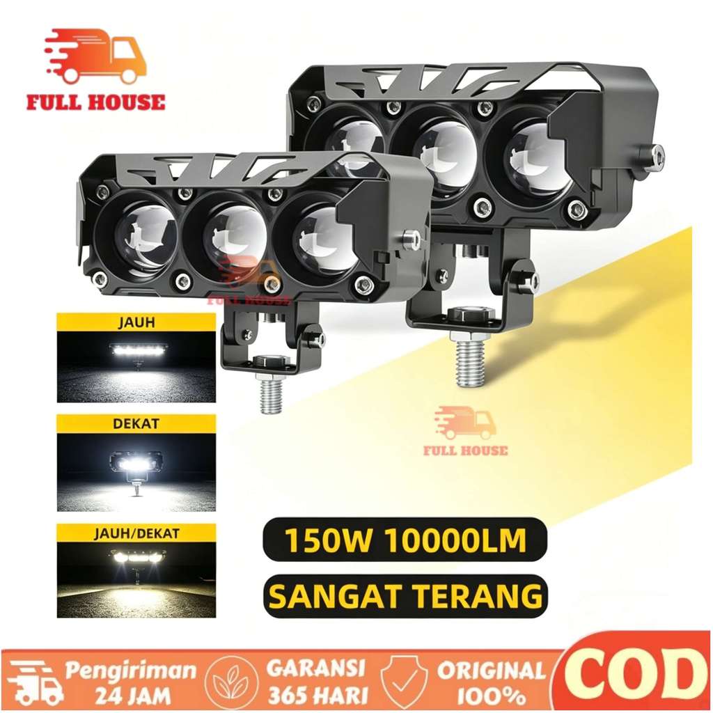 Lampu Tembak Sorot Laser 3 Mata/Lampu Tembak LED Laser/Lampu Sorot Laser Q9 3 Mata 2 Warna/HI LOW 60