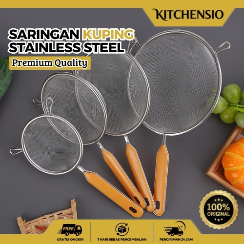 Saringan Kuping Stainless Steel 12-20CM Ayakan Tepung & Bumbu Halus Gagang Plastik | Q6