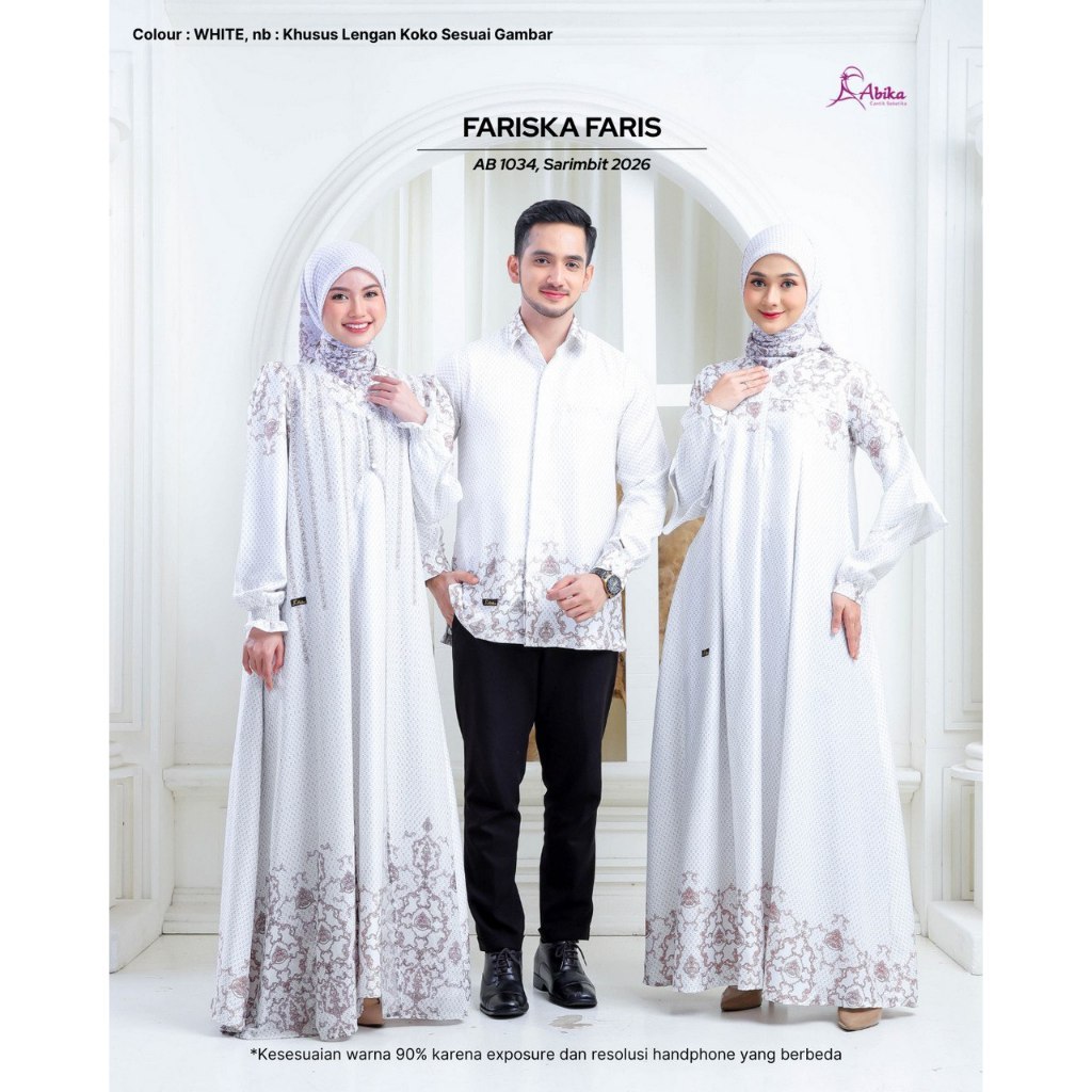 COUPLE GAMIS DAN KOKO TERBARU ABIKA / FARIS FARISKA WHITE / Fashion Muslim 2026