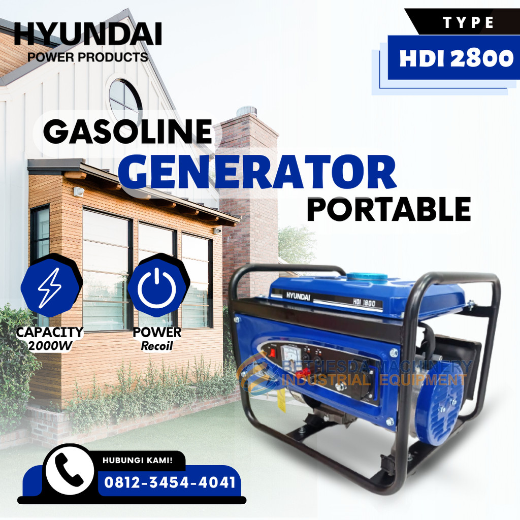 Genset Portable Hyundai 2000 WATT mesin genset bensin 220V