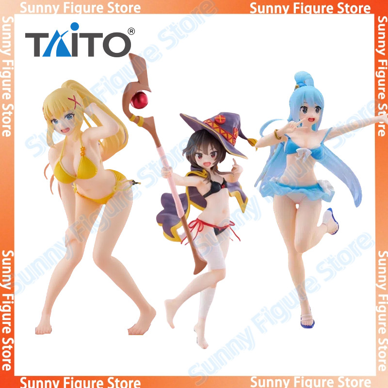 In Stock TAITO Coreful Figure Aqua Megumin Darkness Swim Wear Ver Desktop Cute Doll Anime Figures Gi