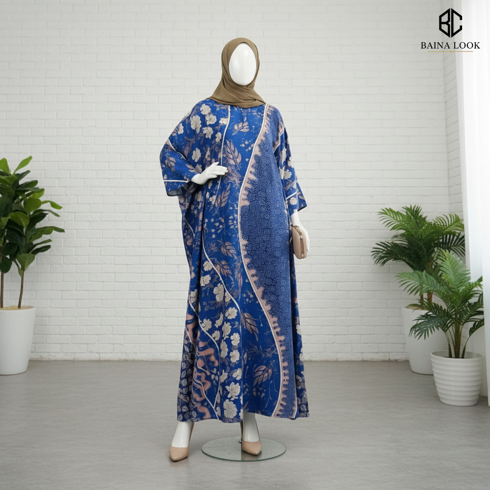 Gamis Kaftan Jumbo Rayon Premium Madina Dress Muslimah Syari Longgar Adem Terbaru