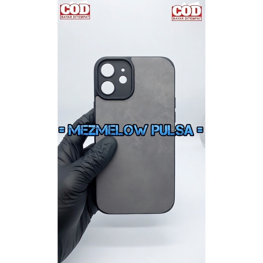 Case Bludru Leather  Case Lens Protection Lamb Canvas Caseng IPHONE 11 BIASA