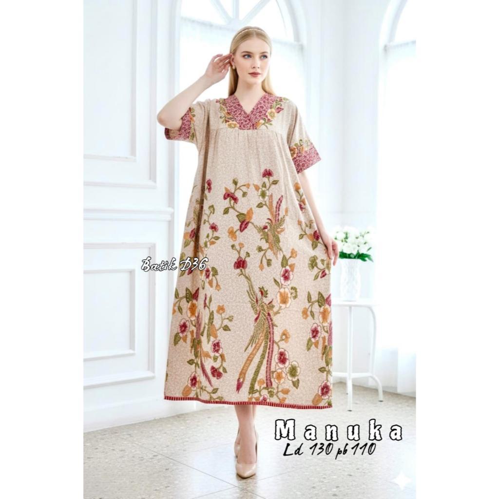 (Aleha) Pakaian Wanita Ibu/Remaja Dewasa Daster Batik Klok Payung | Semi Jumbo Manuka Non Busui LD 1