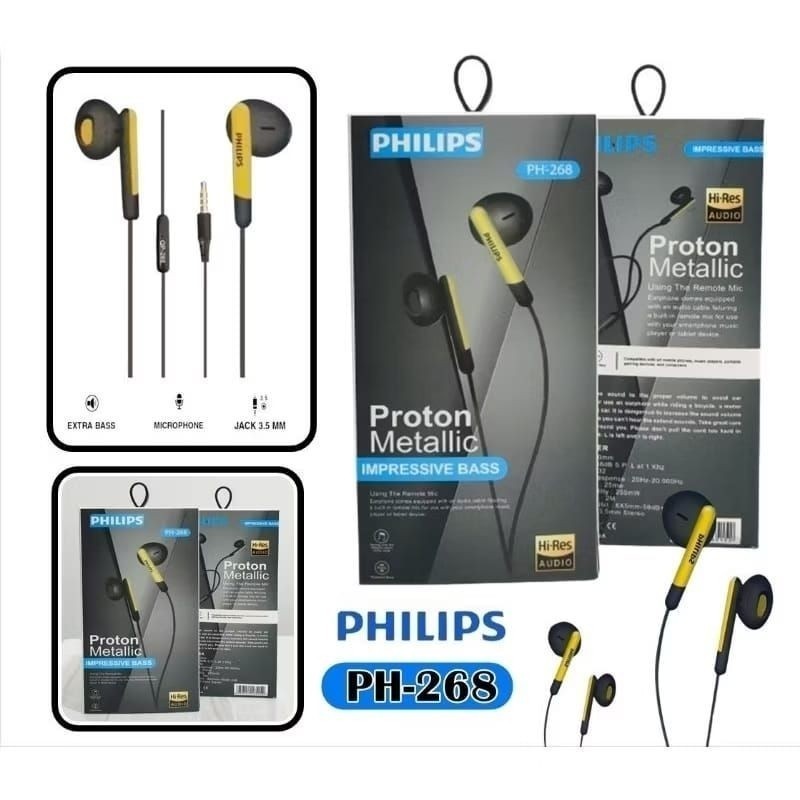 JC HF HEADSET HANSFREE PHILIPS PH-268 EXTRA SUPER BASS Headset Termurah ExtraBass Premium Kualitas T