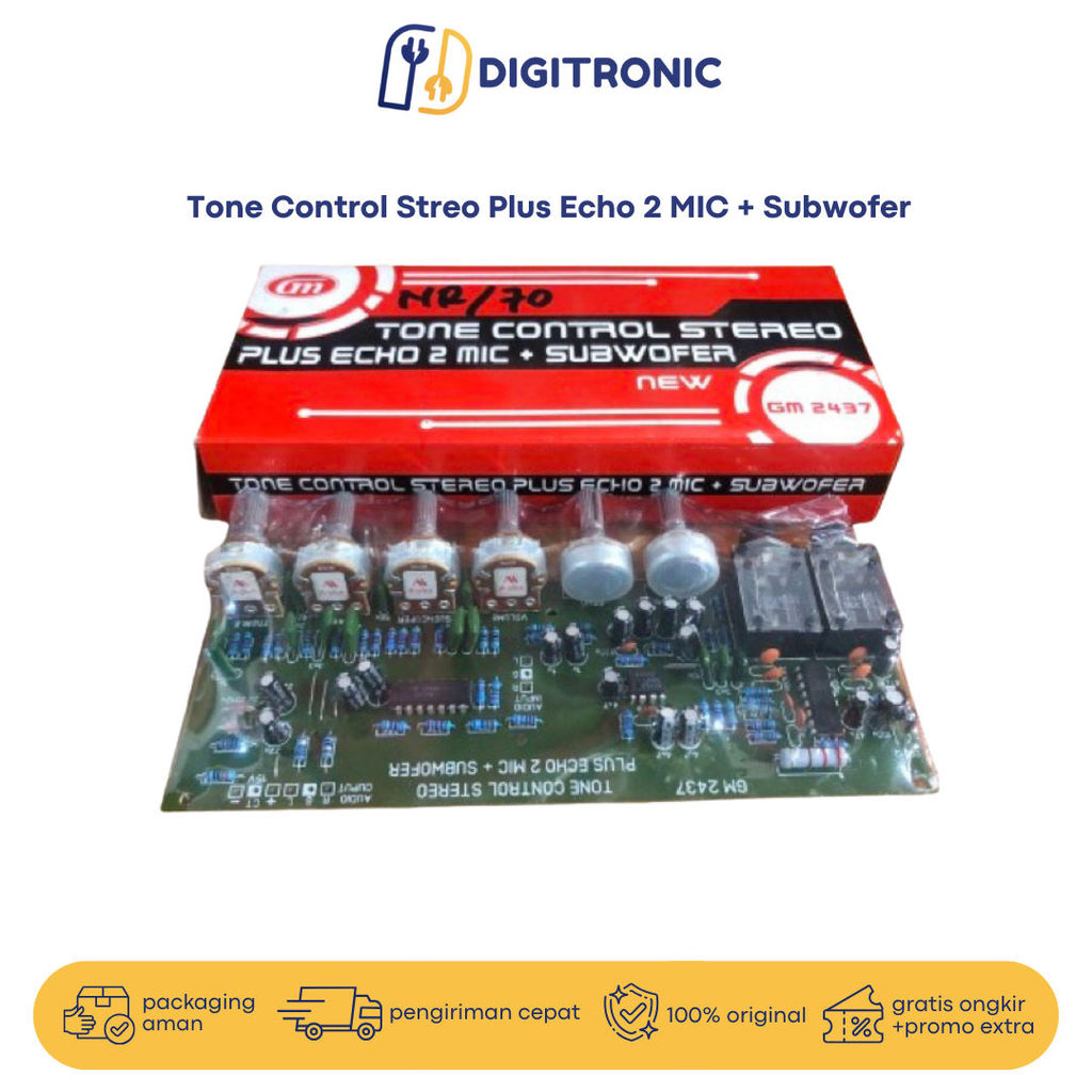 Tone Control Stereo Plus Echo 2 Mic Subwoofer GM2437 Preamp Audio Amplifier Kit