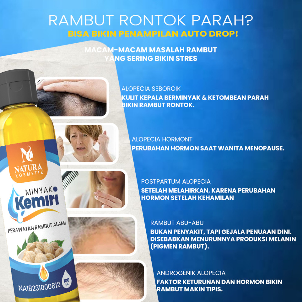 MINYAK RAMBUT PRIA BASAH Sepanjang Hari Lemas Wangi Lurus Kemiri NC Penumbuh Rambut Cepat Panjang