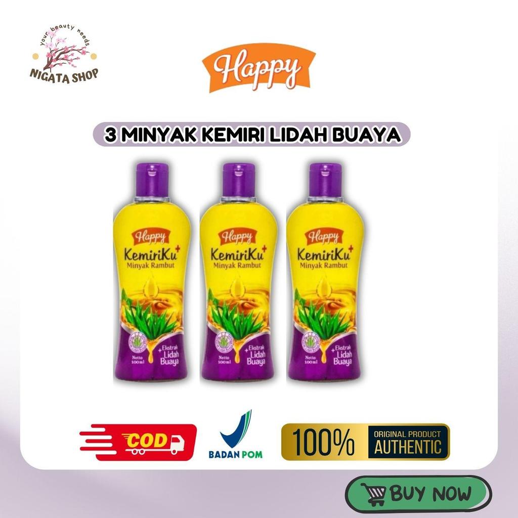 ( ISI 3 LIDAH BUAYA )Minyak Rambut Happy Kemiriku 100ml - Ekstrak Lidah Buaya /PerawatanRambut