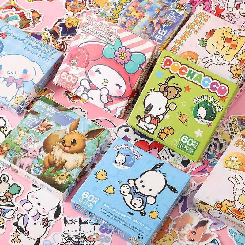 STICKER BOX / COD 1 SET ISI 60 DAN 100 LEMBAR KEPING STIKER LUCU KARTUN KAWAII CUTE FREE BOX / STIKE