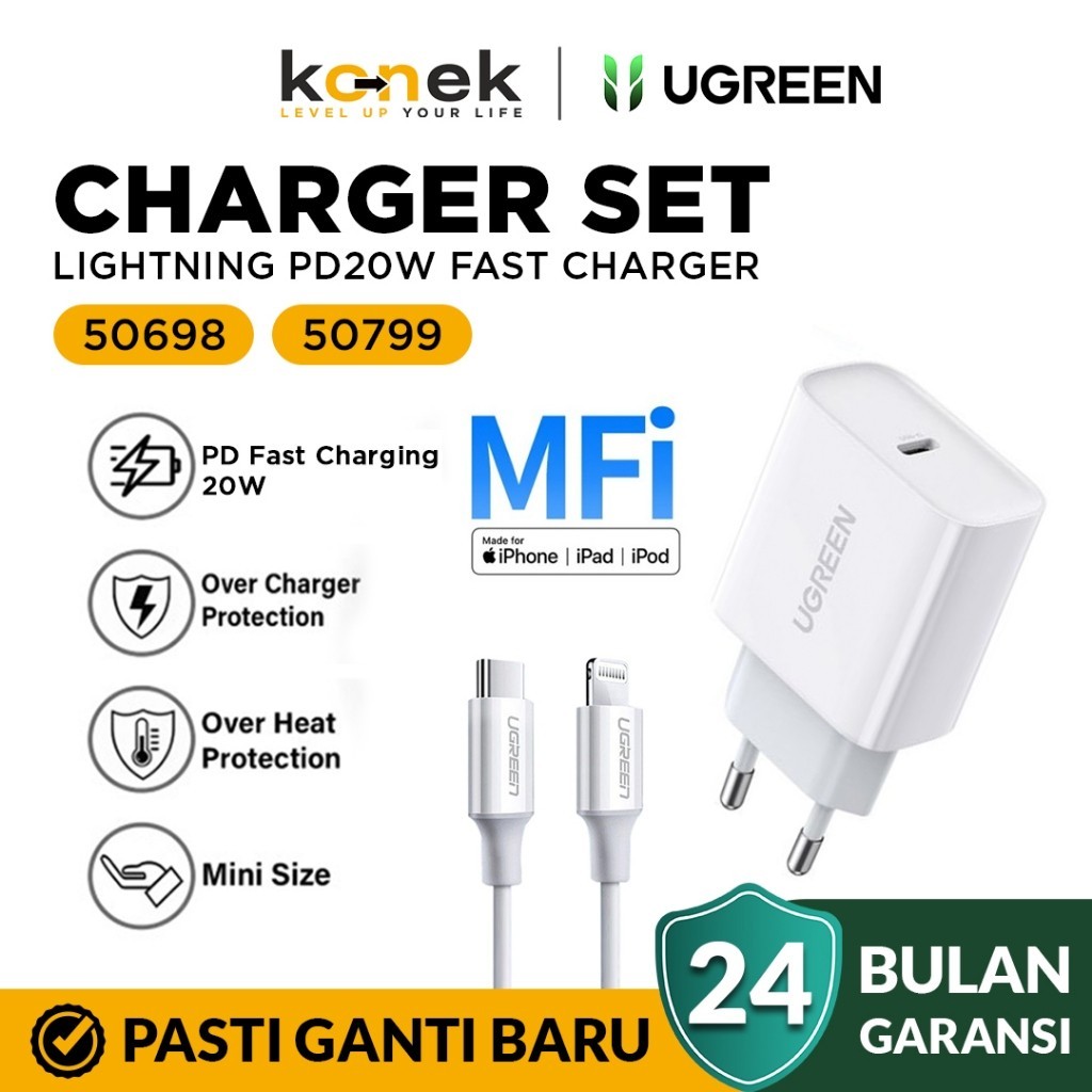 SMG Ugreen Charger Iphone MFI Set PD 20W Fast Charging