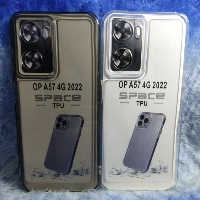 XP| Case Original Space Transparan Oppo A57 4G 2022/A77S Silikon+Protec Camera Clear hitam