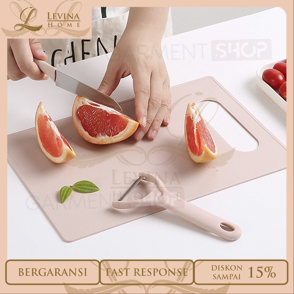 Pisau Set Talenan Tiga In Satu Alat Pengupas Kulit Buah Sayur Serbaguna Stainless Steel Praktis Untu