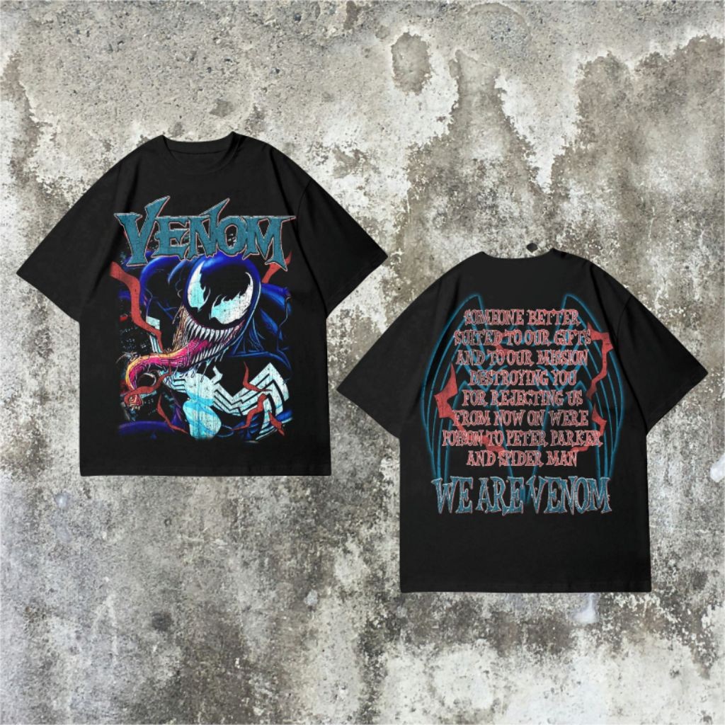 Baju Kaos Oversize VENOM - T Shirt Vintage Venom Oversized Black 20s Kaos Pria