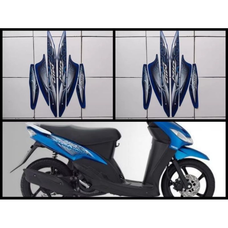 STIKER STRIPING LIS LES POLET PLAT PLISIR BODY MOTOR YAMAHA MIO SPORTY 2011 2012 BIRU