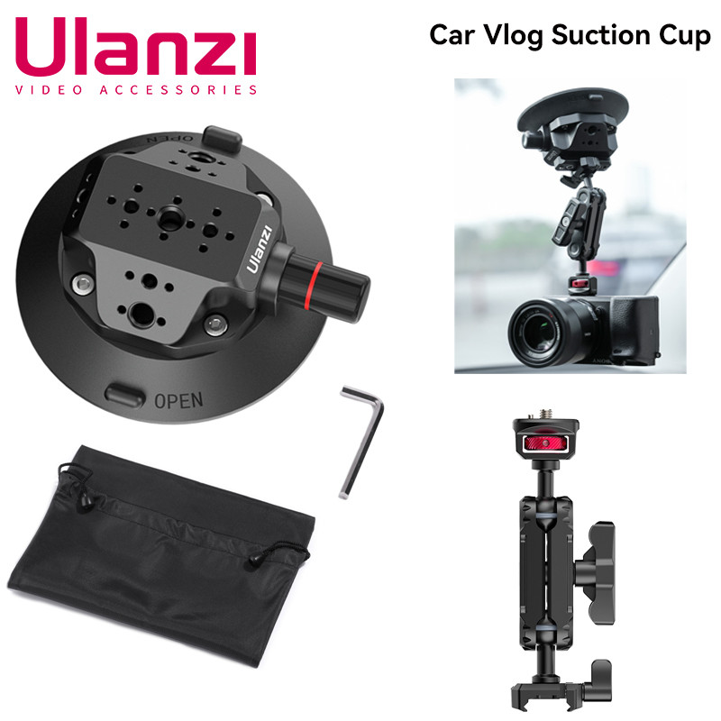 Ulanzi Quick Release Sucker Cup Car Windshield Mount 3 in/4.5 in for GoPro DSLR Camera Car Shooting 
