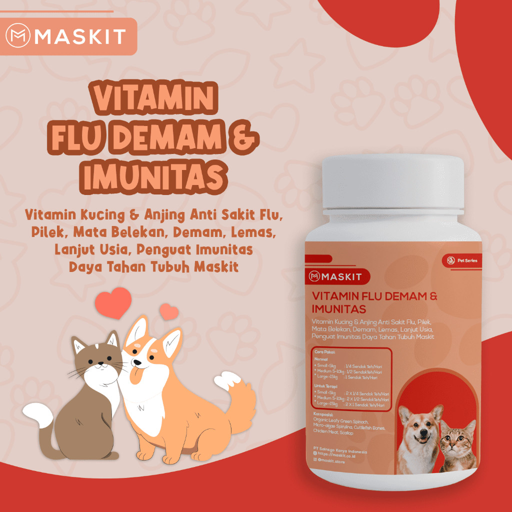Vitamin Hewan Kucing Anjing Anti Sakit Flu, Pilek, Mata Belekan, Demam, Lemas, Lanjut Usia, Penguat 